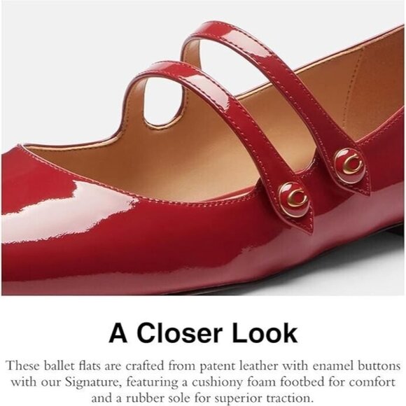 Coach Women's Ruby Double Strap Mary Jane Flat Pumps Closed Square Toe - Picture 3 of 6